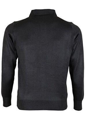 Erkek Füme Kazak Polo Yaka Yünlü Klasik Normal Kesim RAR00646 Füme-L