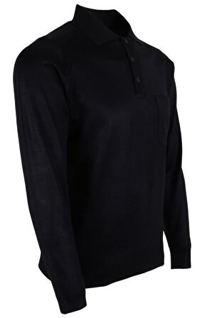 Erkek Lacivert Kazak Polo Yaka Yünlü Klasik Normal Kesim RAR00647 Lacivert-L