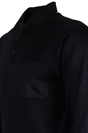 Erkek Lacivert Kazak Polo Yaka Yünlü Klasik Normal Kesim RAR00647 Lacivert-L