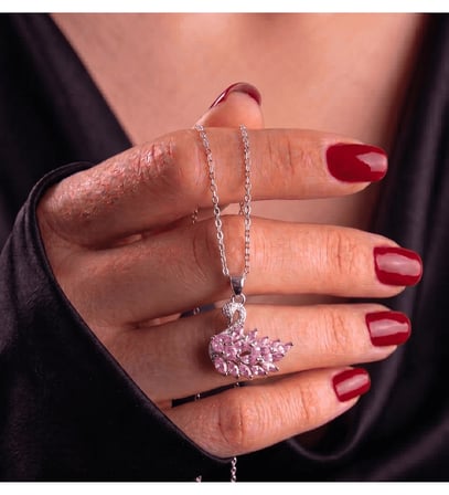 Pembe Zirkon Taşlı Kuğu Çelik Kolye 925 Ayar Gümüş Kaplama Hediye Kutulu Kadın Kolyesi Sevgiliye, Anneye, Eşe Doğum Günü ve Sevgililer Günü Hediyesi