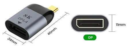 USB-C to Mini DisplayPort Dönüştürücü 1.4 8K 60Hz