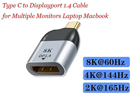 USB-C to Mini DisplayPort Dönüştürücü 1.4 8K 60Hz