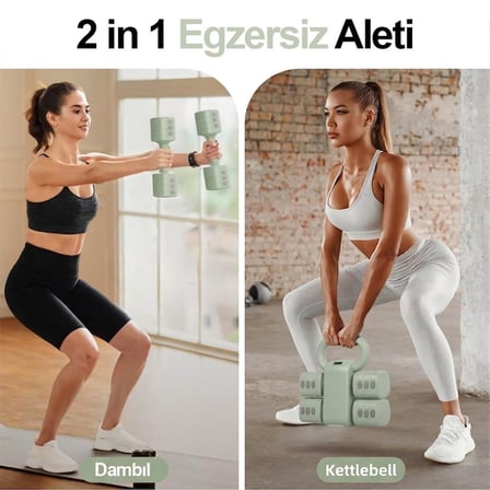 Missidea Relaxus Ayarlanabilir Yesil  Modüler Kettlebell ve Dambıl Seti 5 kg Ev Fitness ve Güç Antrenman