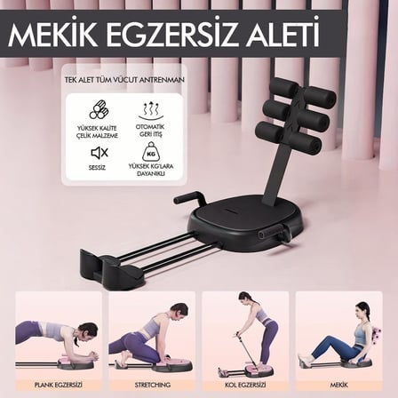 Missidea Relaxus Çok Fonksiyonlu Siyah  Mekik Aleti Ev Kol Üst Vücut Karın ve Core Egzersiz Cihazı