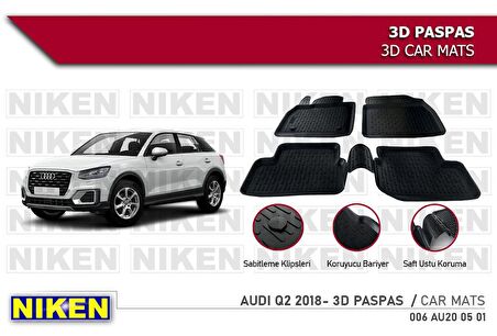 Audi Q2 Havuzlu 3D Paspas Niken Siyah 2018 Sonrası