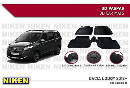 Dacia Lodgy Havuzlu 3D Paspas Niken Siyah 2013 Sonrası