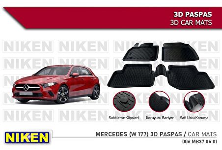 Mercedes A serisi (w177) Havuzlu 3D Paspas Niken Siyah 2019+ Sonrası