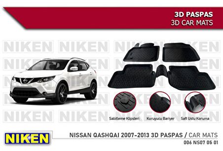 Nissan Qashqai Havuzlu 3D Paspas Niken Siyah 2014-2021 Arası