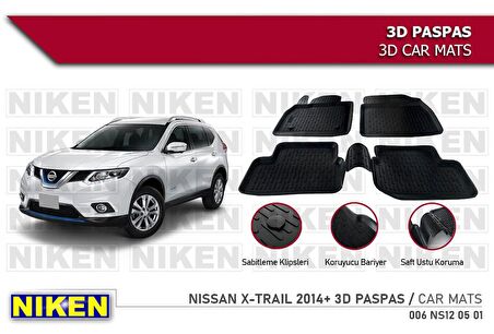 Nissan Xtrail Havuzlu 3D Paspas Niken Siyah 2014-2021 Arası