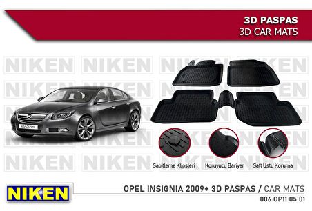 Opel insignia Havuzlu 3D Paspas Niken Siyah 2009-2017 Arası