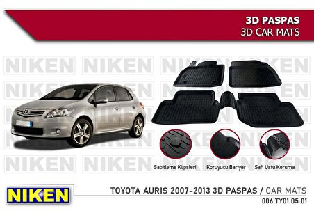 Toyota Auris Havuzlu 3D Paspas Niken Siyah 2007-2013 Arası