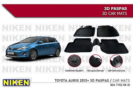 Toyota Auris Havuzlu 3D Paspas Niken Siyah 2013+ Sonrası