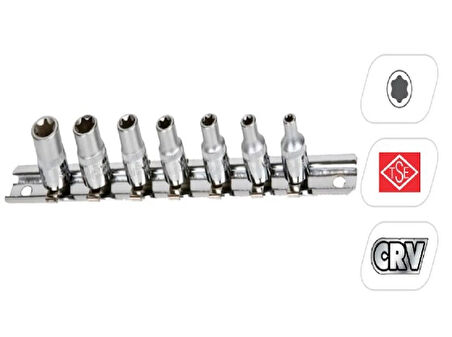 Rico 7 Parça Kısa 1/4 Iç Torx Lokma Takımı Seti (E-Diş) 007-RC1407 