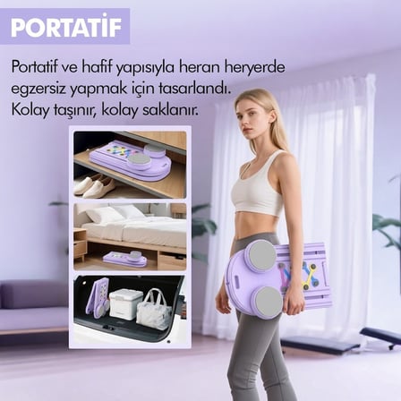 Missidea Pilates ve Fitness Tahtası Mor Direnç Bantlı Katlanabilir Ev Egzersiz Aleti