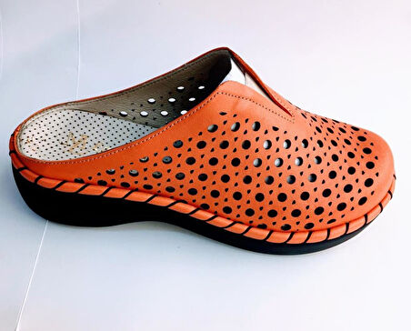 Kadın Hakiki Deri Sabo Narçiceği  Ortopedik Terlik