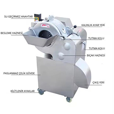 Dalle JQ-100 Endüstriyel Elektrikli Küp Slice Meyve Sebze Dilimleme Makinası 600 Kg/Saat