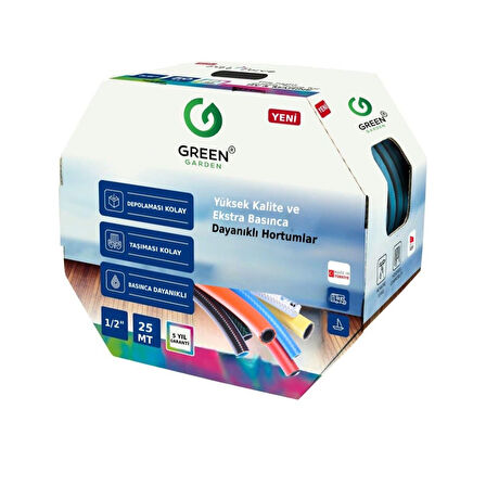 Greengarden 481220 Süper Flex Örgülü Bahçe Hortumu 1/2-20 mt