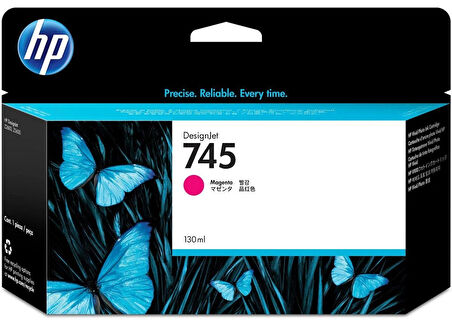 Feyza Bilişim® HP 745 Magenta 130 ml. Kırmızı Orijinal Plotter Designjet Mürekkep Kartuşu (F9J95A)