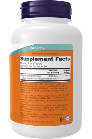 Now Foods Magnesium Glycinate 180 Tablets