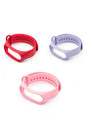 Xiaomi Mi Band 3-4 Silikon Kordon 3'lü Set Kırmızı Turuncu Sarı