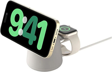 Belkin WIZ020VFH37 Boostcharge Pro Kablosuz 2'si 1 Arada Magsafe (15 W) Şarj Istasyonu - Beyaz