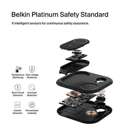 Belkin WIZ029VFBK Qi2 15W 3-1 Katlanabilir Magsafe Şarj Cihazı-Siyah