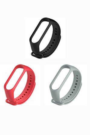 Xiaomi Mi Band 3-4 Silikon Kordon 3'lü Set Kırmızı Turuncu Sarı