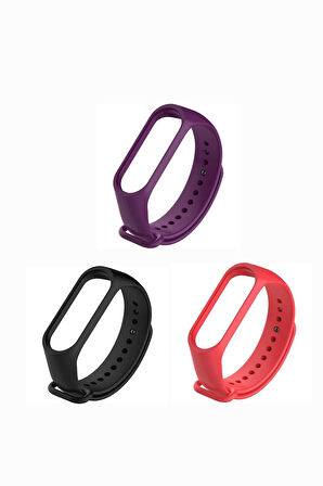 Xiaomi Mi Band 3-4 Silikon Kordon 3'lü Set Kırmızı Turuncu Sarı
