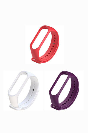 Xiaomi Mi Band 3-4 Silikon Kordon 3'lü Set Kırmızı Turuncu Sarı