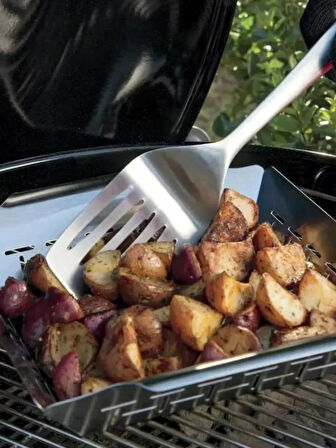 Weber Deluxe Grilling Basket 6434 – Sebze & Küçük Parça Izgara Sepeti Paslanmaz Çelik Tel