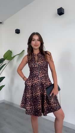 Leopar Desenli Fermuarlı Elbise - Şıklığın Yeni Tanımı - Leopar
