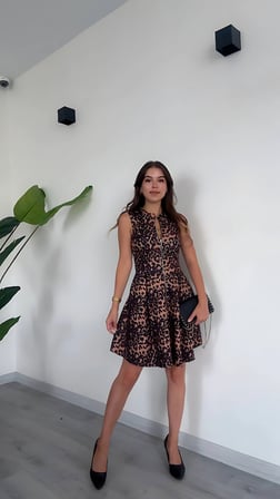 Leopar Desenli Fermuarlı Elbise - Şıklığın Yeni Tanımı - Leopar