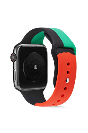 Apple Watch Uyumlu Kordon 2 3 4 5 Seri 38 Mm 40 Mm Siyah Kırmızı Yeşil