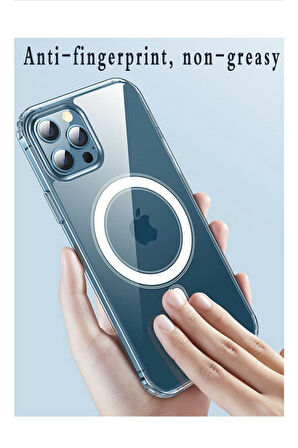 Iphone 12 Iphone 12 Pro Manyetik Kablosuz Şarjlı Şeffaf Kılıf