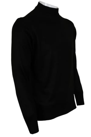Erkek Siyah Kazak Yarım Balıkçı Yünlü Klasik Normal Kesim RAR00792 Siyah-XL