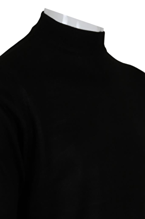 Erkek Siyah Kazak Yarım Balıkçı Yünlü Klasik Normal Kesim RAR00792 Siyah-2XL