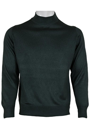 Erkek Yeşil Kazak Yarım Balıkçı Yünlü Klasik Normal Kesim RAR00793 Yeşil-M