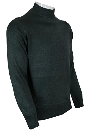 Erkek Yeşil Kazak Yarım Balıkçı Yünlü Klasik Normal Kesim RAR00793 Yeşil-M