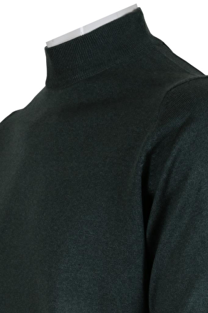 Erkek Yeşil Kazak Yarım Balıkçı Yünlü Klasik Normal Kesim RAR00793 Yeşil-M