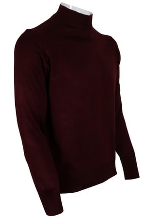 Erkek Bordo Kazak Yarım Balıkçı Yünlü Klasik Normal Kesim RAR00795 Bordo-S
