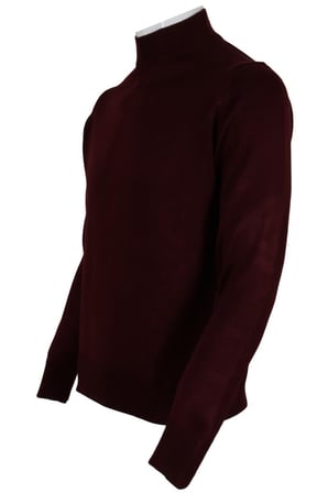 Erkek Bordo Kazak Yarım Balıkçı Yünlü Klasik Normal Kesim RAR00795 Bordo-S
