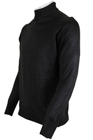 Erkek Füme Kazak Yarım Balıkçı Yünlü Klasik Normal Kesim RAR00796 Füme-4XL