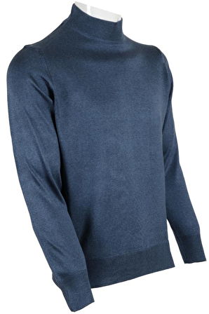 Erkek Mavi Kazak Yarım Balıkçı Yünlü Klasik Normal Kesim RAR00797 Mavi-4XL