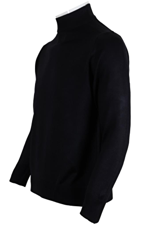 Erkek Lacivert Kazak Yarım Balıkçı Yünlü Klasik Normal Kesim RAR00798 Lacivert-XL