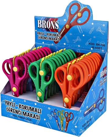 Brons Br-700 Öğrenci Makası Yaylı Korumalı (30 Lu Kutu)