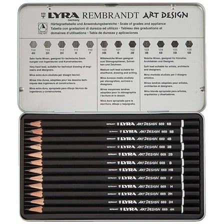 Lyra Art Design Dereceli Kurşun Kalem 12 Li Metal Kutu L1111120