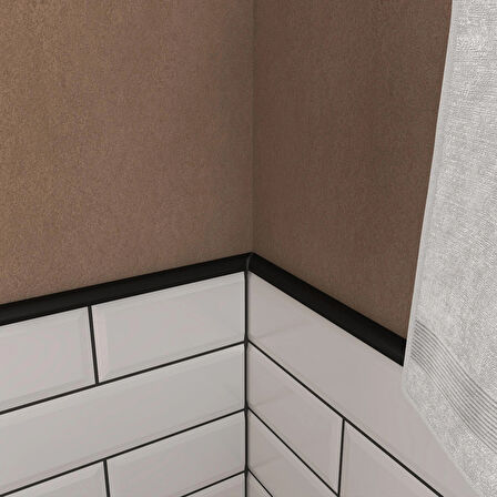 Nichetiles Trendy El Yapımı Metal Dekoratif Profil Bordür Dekor Mat Siyah 1.9 x 30.5 cm.