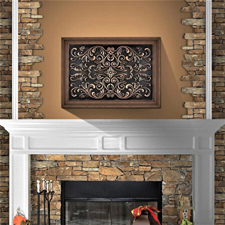 Nichetiles El Yapımı Antik Bakır Cypress Metal Ocak Arkası Koruyucu ve Şömine Üstü Dekoratif Panel 40.5 x 61cm.