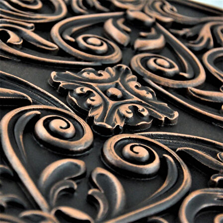 Nichetiles El Yapımı Antik Bakır Cypress Metal Ocak Arkası Koruyucu ve Şömine Üstü Dekoratif Panel 40.5 x 61cm.