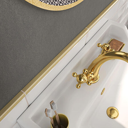 Nichetiles Trendy El Yapımı Metal Dekoratif Profil Bordür Dekor Altın 1.9 x 30.5 cm.